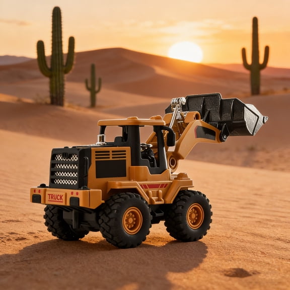 STROLA Pull Back Construction Toy 4-Pack Diecast Engineering Vehicles Set for B-oys 3-5, Mini Forklift Loader Bulldozer Dump Truck Model