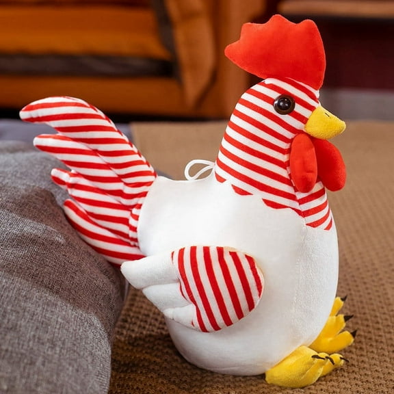 STROLA Stuffed Rooster Plush Toy Soft Chicken Pillow for Ki-ds Farm Animal Nursery Decor Gift