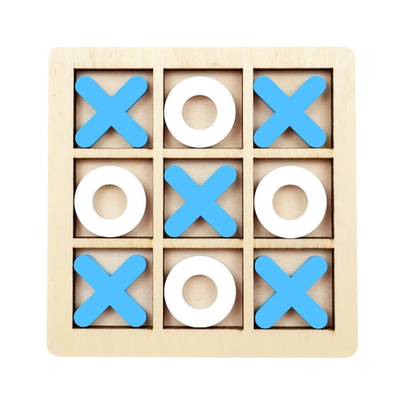STROLA Wooden Tic Tac Toe Board Game, Classic Noughts and Crosses, Travel Size 10cm, Educational 2 Player Game for Ki-ds Ages 3+, Portable Family Fun