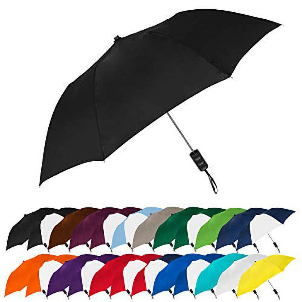 The Spectrum Popular Style 42" Automatic Open Windproof Travel Umbrella for Rain, Wind & Sun, Sturdy Lightweight Small Portable Folding Umbrella for Men and Women, Black