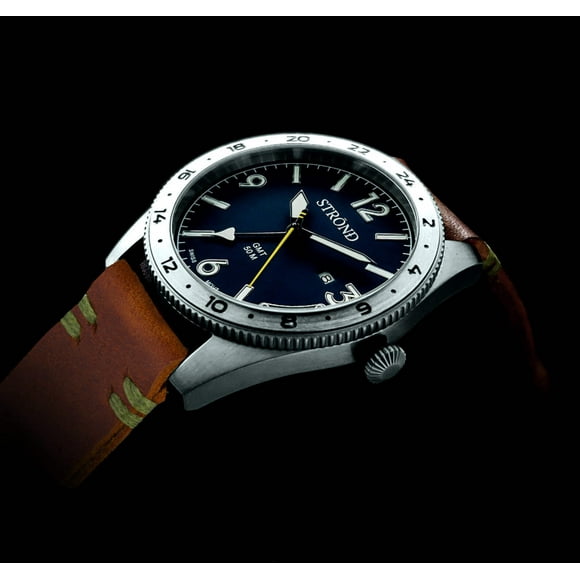 STROND Men's Watches The all 316 grade stainless with blue dial 24h GMT