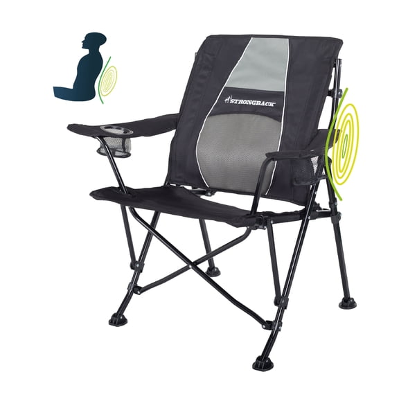 STRONGBACK Camping Chair Guru 3.0 Heavy Duty Camping Chairs with Lumbar Support, Backpack Folding Camp Chair, Black