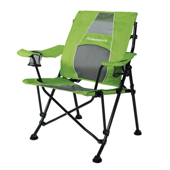 STRONGBACK Camping Chair Guru 3.0 Heavy Duty Camping Chairs with Lumbar Support, Backpack Folding Camp Chair, Lime Green/Gray