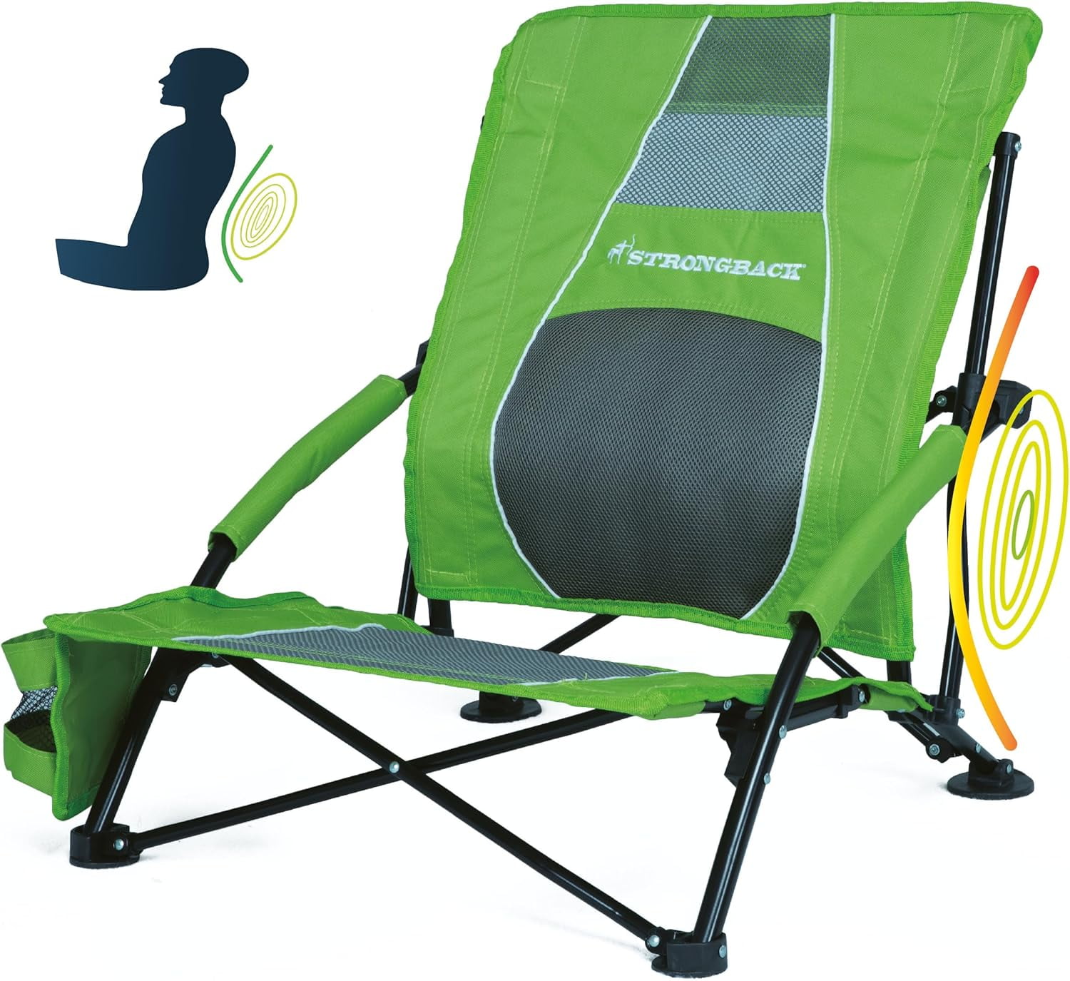 STRONGBACK Low Gravity Beach Chair with Built-in Lumbar Back Support ...