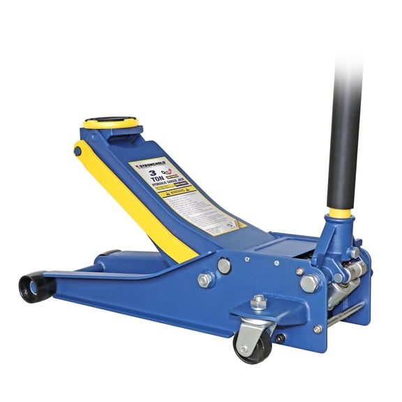 STRONGHOLD 3 Ton Low Profile Floor Jack, Dual Pump, 6000 Lbs, Blue&Yellow, TH33013