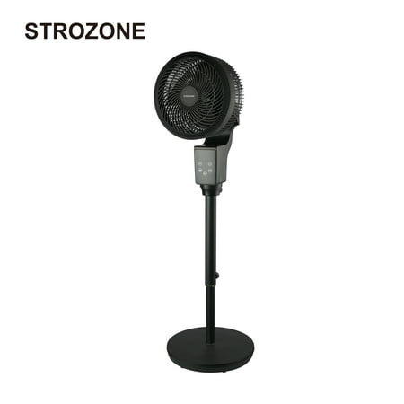 STROZONE 12" Oscillating Adjustable Pedestal Fan with 3-Speeds, Black