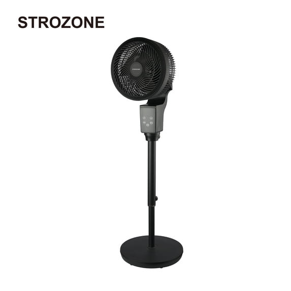 STROZONE 12" Oscillating Adjustable Pedestal Fan with 3-Speeds, Black