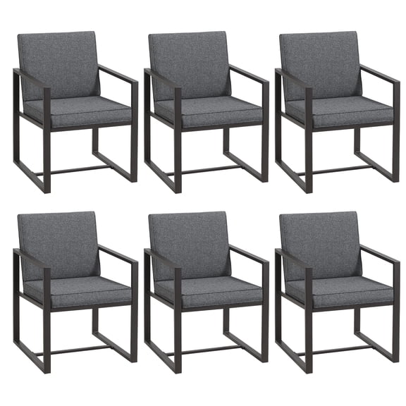 STRPRETTY BASIC Outdoor Patio Dining Chairs Set of 6, Modern Patio Chairs w/CushionsHigh-Density Thickened Removable Cushion, All-Weather Metal Frame, 15.6Seat Height, Ideal for Porch,Balcony