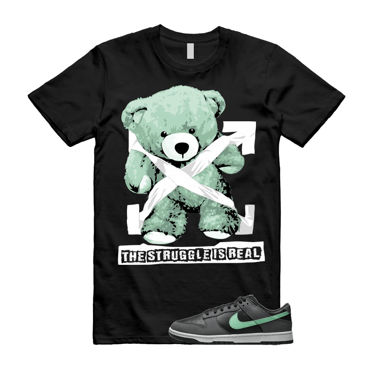 STRUG T Shirt to match N Dunk Low Retro Green Glow Black Dark Grey