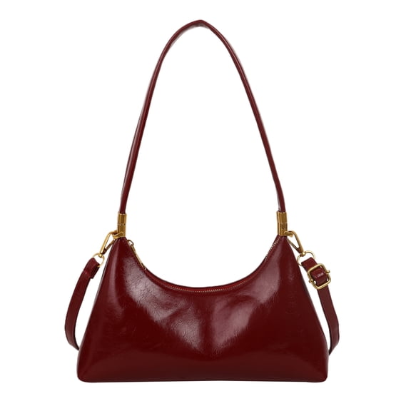 LEZMORE Women's Faux Leather Baguette Shoulder Bag, Burgundy