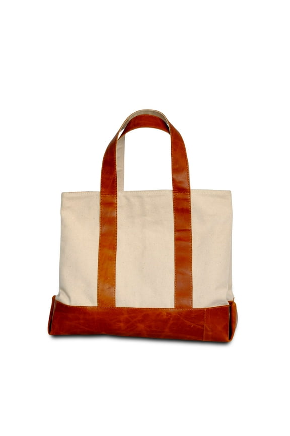 Leather & Canvas Tote Large Sized Tote Bag with Large Hand Handles with 2 Inner Pockets.