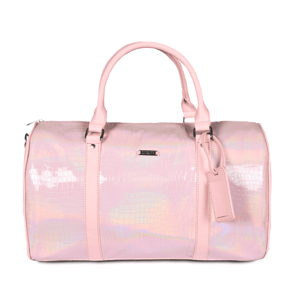 STRUTT Premium Pink Leatherette Duffel Bag for Travel for Women II Spacious II Lightweight Pink Weekender