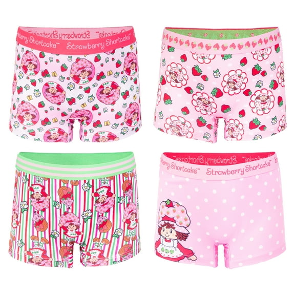 Strawberry Shortcake Girls Boyshort Character Underwear, 4-Pack, Size 4-10