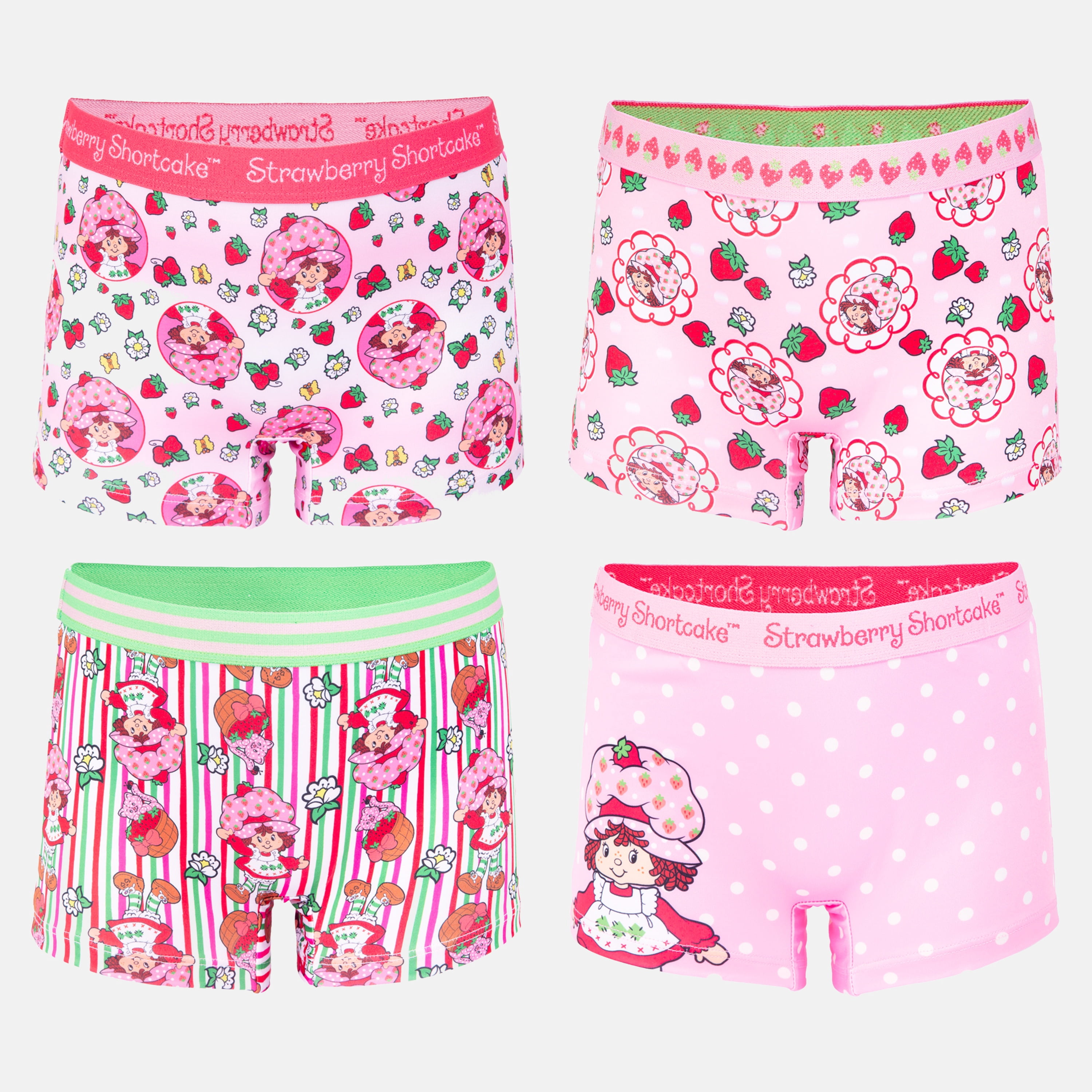 Strawberry Shortcake Girls Boyshort Character Underwear, 4-Pack, Size 4-10