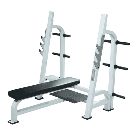 STS Olympic Flat Bench With Gun Racks, White