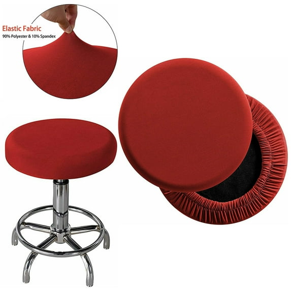 STTOAY Round Bar Stool Seat Covers Washable Stool Cushion Slipcover Elastic Bar Chair Covers, Red