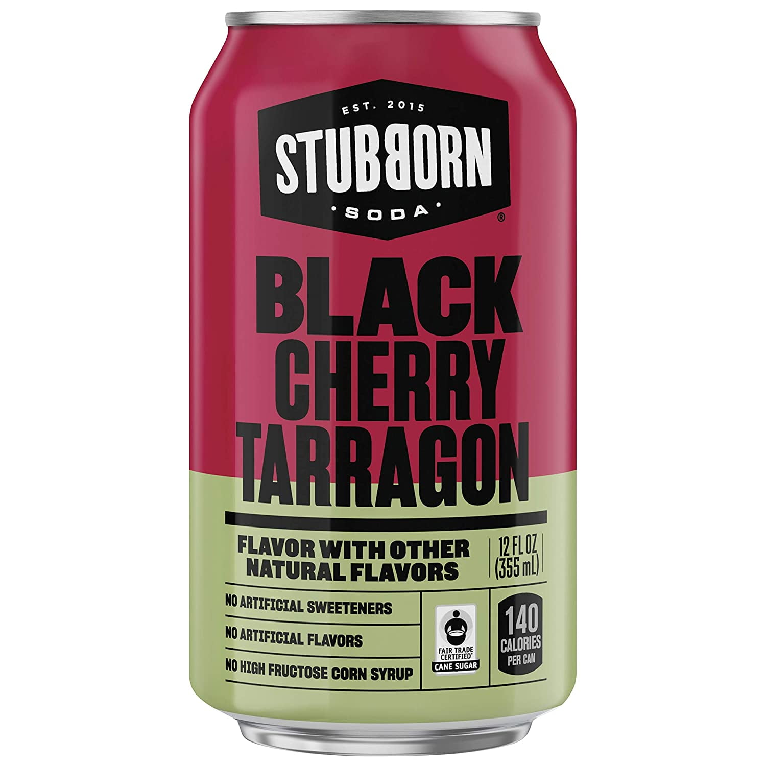 STUBBORN SODA Black Cherry Tarragon Soda Pop, 12 Fl Oz, 12 Pack Cans