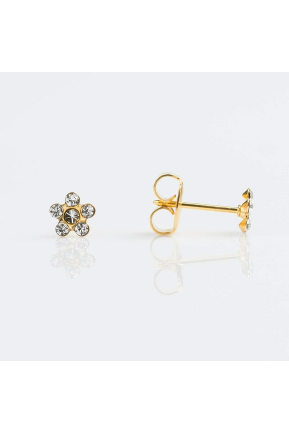 Crystal Daisy Stud Earrings | Hypoallergenic and Nickel Safe for Sensitive Ears | Gold Plated Posts | High Fashion Earrings for Women and Men-PR-6004-S