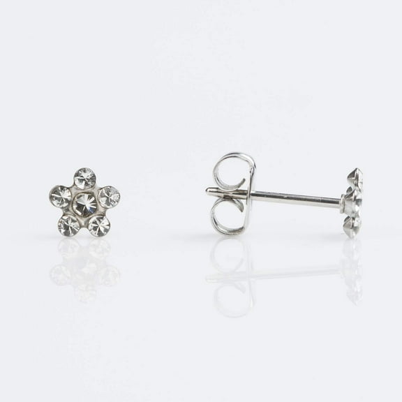 STUDEX Crystal Daisy Stud Earrings | Hypoallergenic and Nickel Safe for Sensitive Ears | Surgical Stainless Steel Posts | Earrings for Women and Men-PR-6004W-S