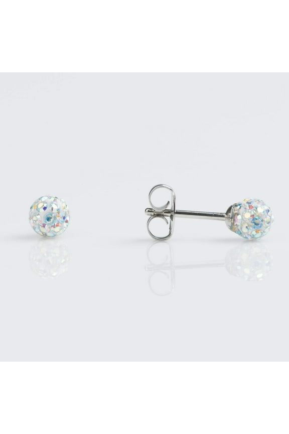 Sensitive AB Crystal Fireball Stud Earrings 4.5mm | Surgical Stainless Steel Posts-PR-315 | Hypoallergenic and Nickel Safe for Sensitive Ears | High Fashion Earrings for Women and Men