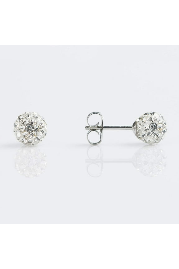Sensitive Crystal Fireball Stud Earrings 4.5mm | Hypoallergenic and Nickel Safe for Sensitive Ears | Surgical Stainless Steel Posts | High Fashion Earrings for Women and Men PR-304W-S