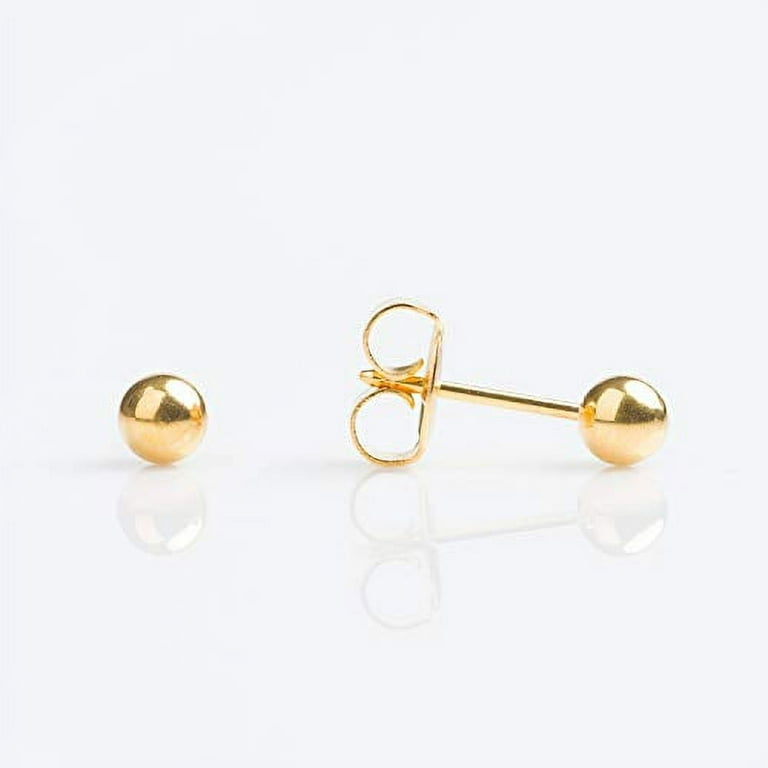 50pairs 24K Gold Plated Hypoallergenic Stainless Steel Stud Earrings with  Ear Nuts Ball Post Earrings with Loop Earring Studs Set 15x7mm Ball 4mm