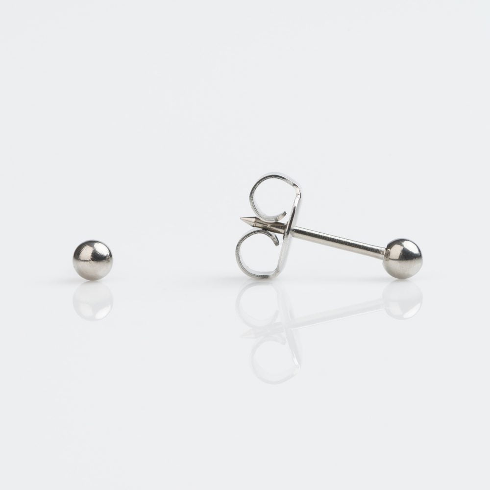 STUDEX Sensitive Stainless Steel Ball Stud Earrings 3mm | Hypoallergenic and Nickel Free for Sensitive Ears | Surgical Stainless Steel Posts | High Fashion Earrings for Women and Men-PR-621W-S
