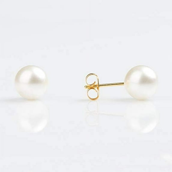 STUDEX Sensitive White Pearl Stud Earrings 8mm | Hypoallergenic and Nickel Free for Sensitive Ears | Gold Plated Posts | High Fashion Earrings for Women and Men-PR-678-S