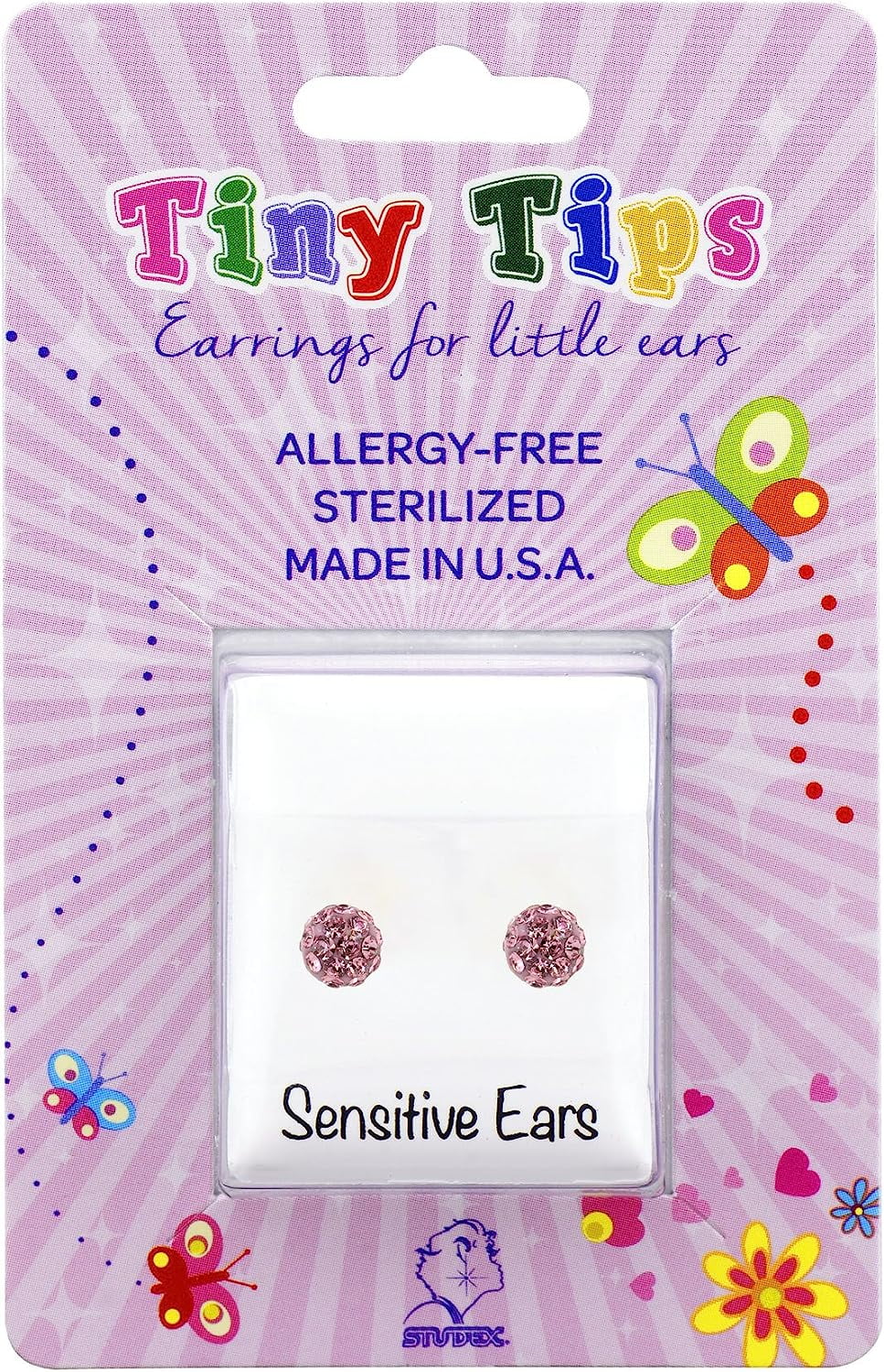 STUDEX Tiny Tips Stud Earrings Hypoallergenic for Little Ears 4.5mm Light Rose Fireball-TT-340W