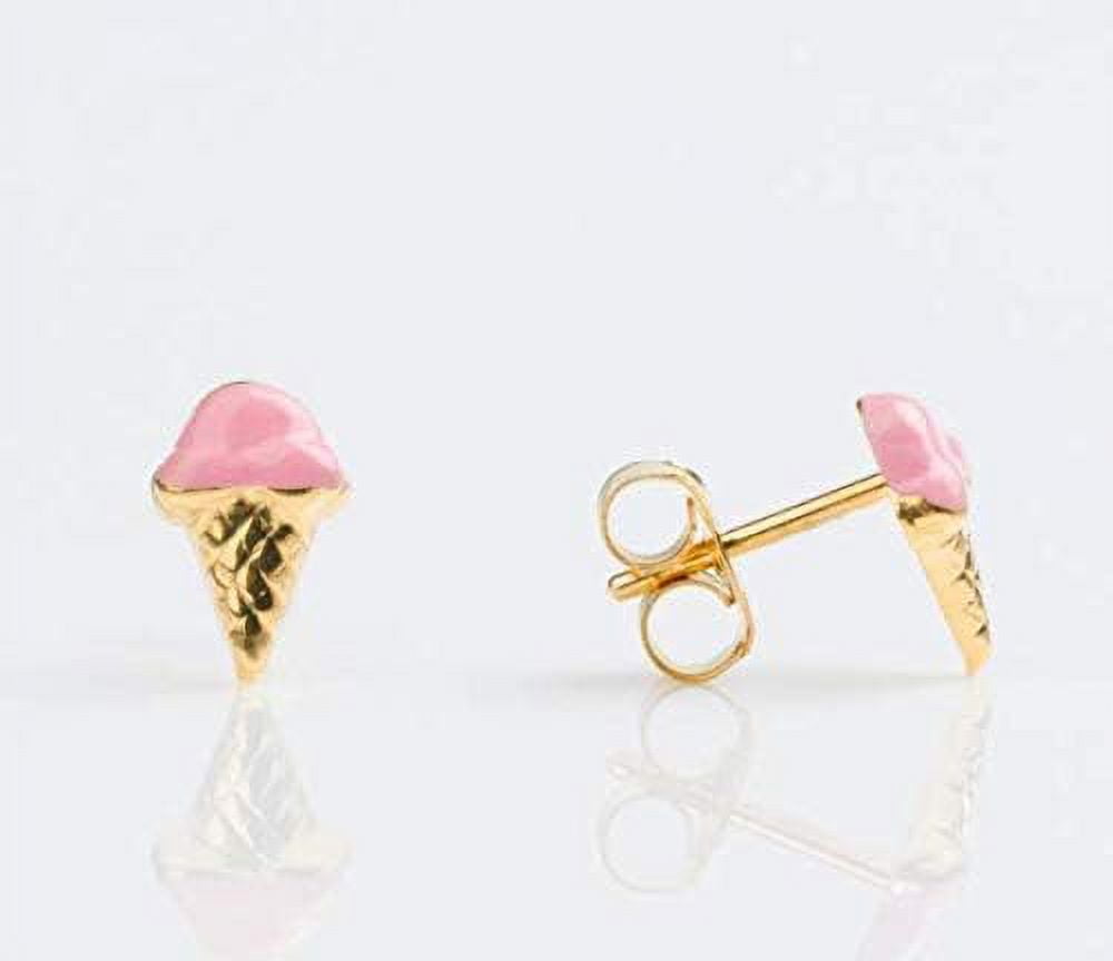 STUDEX Tiny Tips Stud Earrings Pink Ice Cream Cone Hypoallergenic for Little Ears-TT-6008