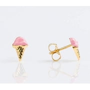 STUDEX Tiny Tips Stud Earrings Pink Ice Cream Cone Hypoallergenic for Little Ears-TT-6008