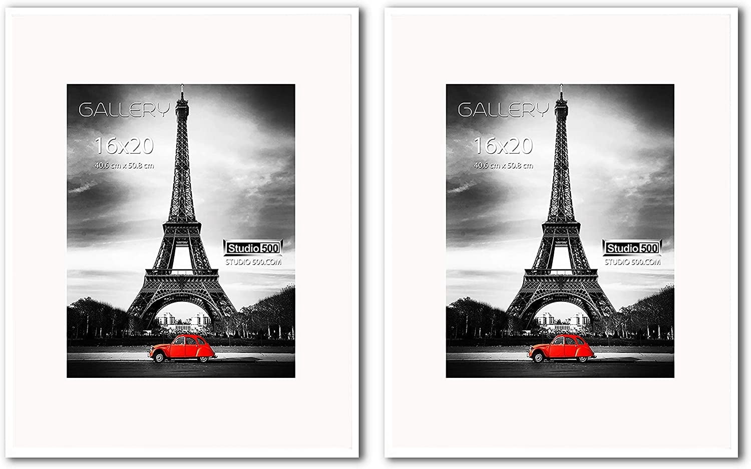 Studio 500 Luxury Collection 1-Opening 16 x 20 in Matted to 11 x 14 in, 11 x 14 in Photo Frames, Brushed White Over Pine Wood, 2 Count
