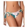 thumbnail image 1 of STUDIO ANN COLE Women's Green Tropical Print Stretch Low-Rise Tie Sides Moderate Coverage Bikini Swimsuit Bottom S, 1 of 3