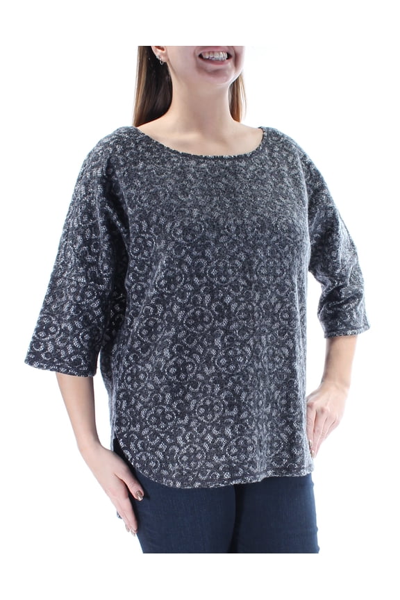 $78 Womens New 2565 Gray Pullover Scoop Neck Dolman Sleeve Top L B+B