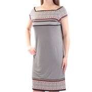 STUDIO M $98 Womens New 1277 Black Geometric Short Sleeve Shift Dress M B+B
