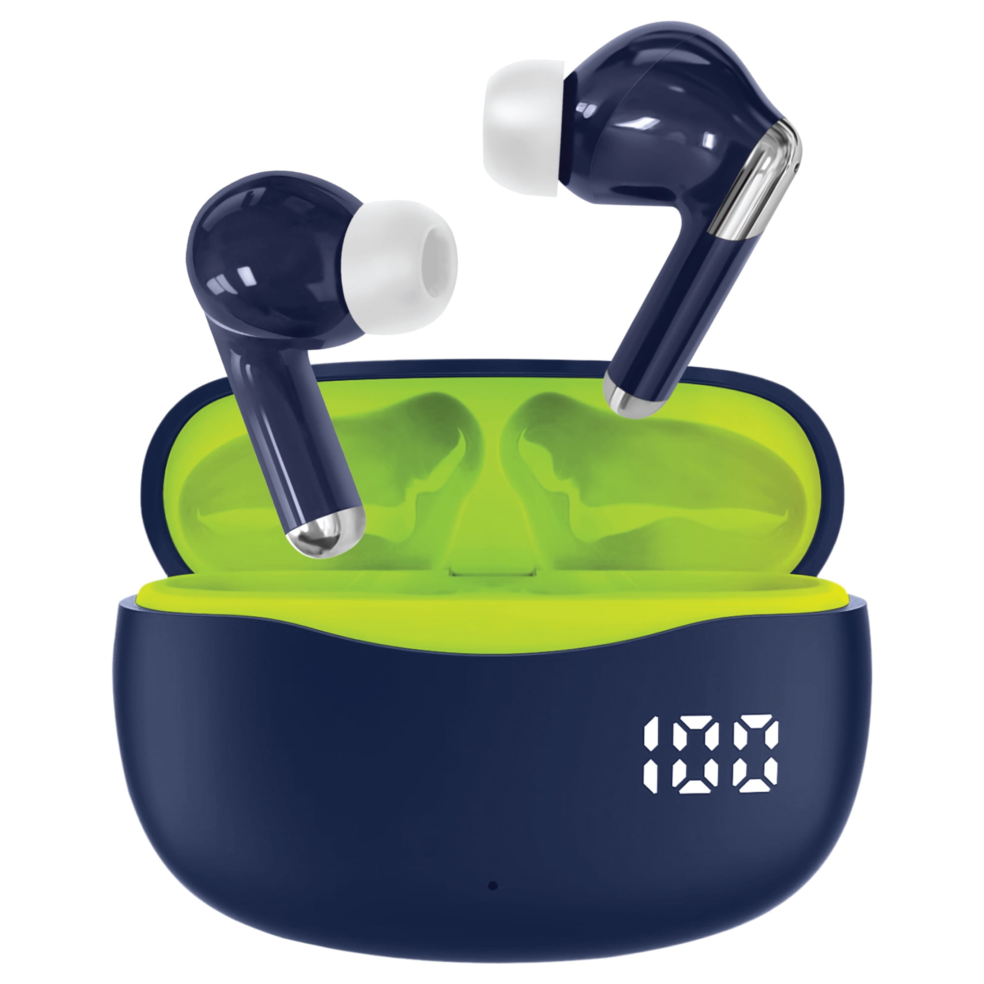 STUDIO PRO by FISHER Active Pro TWS Bluetooth In-Ear Earbuds with Mics and LED Charging Case, ANC, up to 20 Hours Play Time, IPX4 Sweatproof , Navy Blue