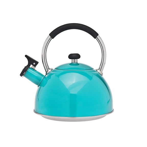 STUDIO SILVERSMITHS Tea Kettle - Stainless Steel Whistling Teapot - 2.5 Liters, Turquoise
