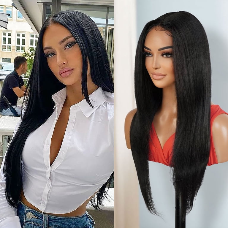 Black Hair Heat Resistant Straight Lace Front Black Wig Buy Natural Looking Wigs Black Women Long Silky  main image 4