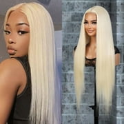 STUDIOCUT BY PROS 34 Inch Long Waist Length Straight Wig Lace Front wigs Middle Center Part Wig for Black Women High Heat Resistant Synthetic Wigs DPL011 (34 Inch, 613-LIGHTBLONDE)