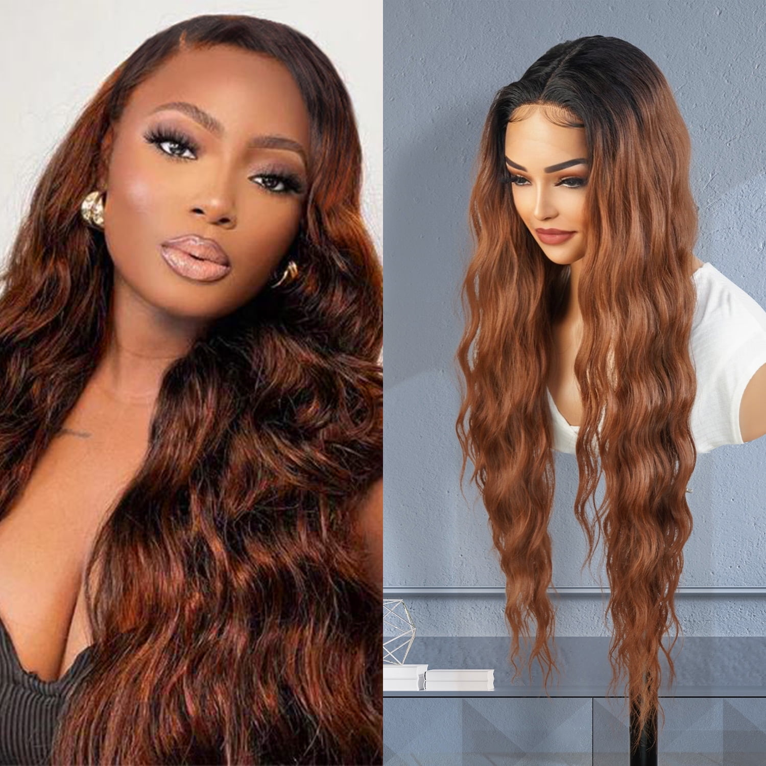 STUDIOCUT BY PROS Loose Deep Wave 30 Inch Soft Swiss Lace Front Wig for Black women Deep Middle Part Curly Long Wavy Wig Heat Resistant Synthetic Wigs DPL003 30 Inch OT30 Walmart