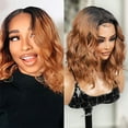 thumbnail image 1 of STUDIOCUT BY PROS Loose Deep Wave Bob Wigs 12 Inch Middle Center Part Swiss Lace Front Bob Wig for Black women Wavy Curly Wig Heat Resistant Synthetic Wigs DPL008 (OT27), 1 of 7