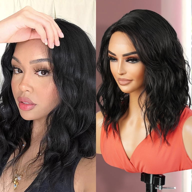 Medium Length Curly Synthetic Wig Lace Front Heat Resistant 14 Inch Amazon.com : Lushy Lace Front Synthetic Wig Medium Length  main image 4