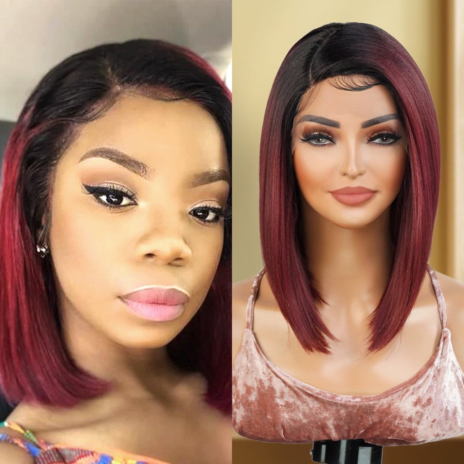 STUDIOCUT BY PROS Medium Asymmetrical Bob Straight Wig Side Part Lace Front Wigs Deep Part Wig for Black Women High Heat Resistant Synthetic Wigs DPL005 10 Inch OT530 Walmart