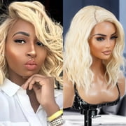 STUDIOCUT BY PROS Loose Wave Bob Wigs Lace Front wigs 14 Inch Side Deep Part Lace Front Wig for Black Women Curly Wavy Wig Heat Resistant Synthetic Wigs DPL012 613-LIGHTBLONDE