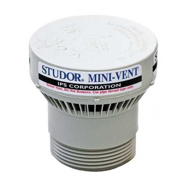 2 Dia, ABS Plastic, Polystyrene, Connector: PVC, White, MINI-VENT(R), Air Admittance Valve