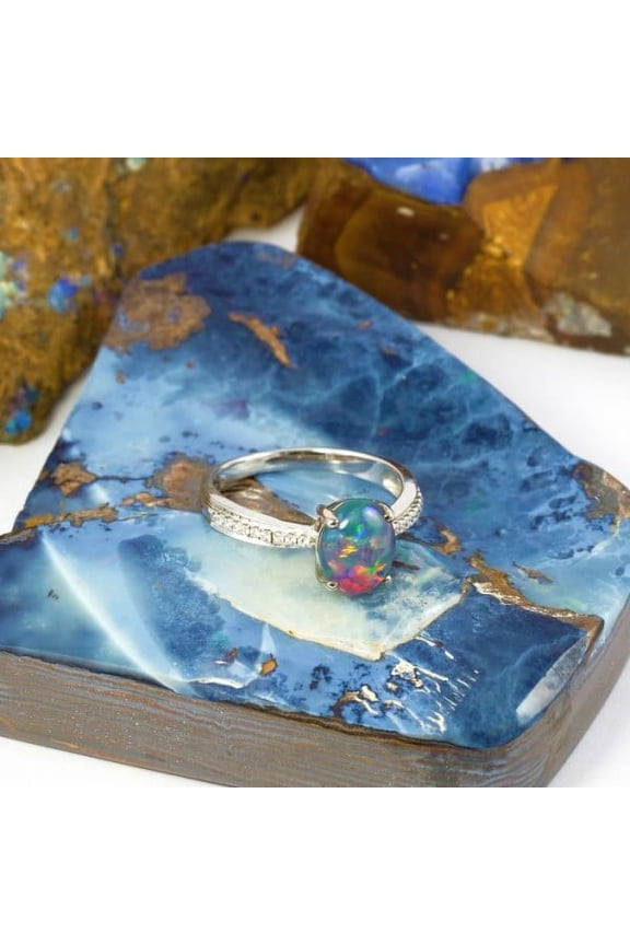 STUNNING RADIANCE STERLING SILVER AUSTRALIAN BLACK OPAL RING