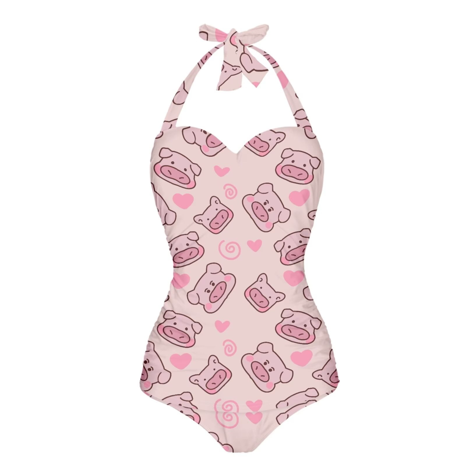 Stuoarte Pink One Piece Swimsuit Women Sexy Ruched Tie Knot Bikinis