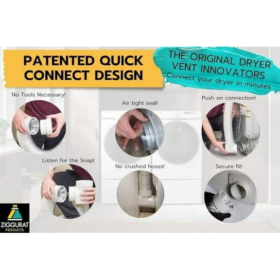 STV-S Dryer Duct Connector - DIY Easy Dryer Vent Hookup Kit - by Ziggurat Products