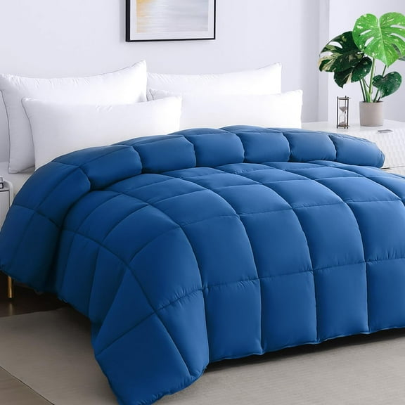 STWIENER Soft Oversized King Comforter 120"x120", Extra Large Lightweight Quilted Down Alternative Comforter Duvet Insert for All Season,Fluffy Breathable Microfiber(Dark Blue, Oversized King)