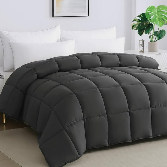 STWIENER Soft Oversized King Comforter 120"x120" Extra Large Lightweight Quilted Down Alternative All Season Fluffy Breathable Microfiber Grey